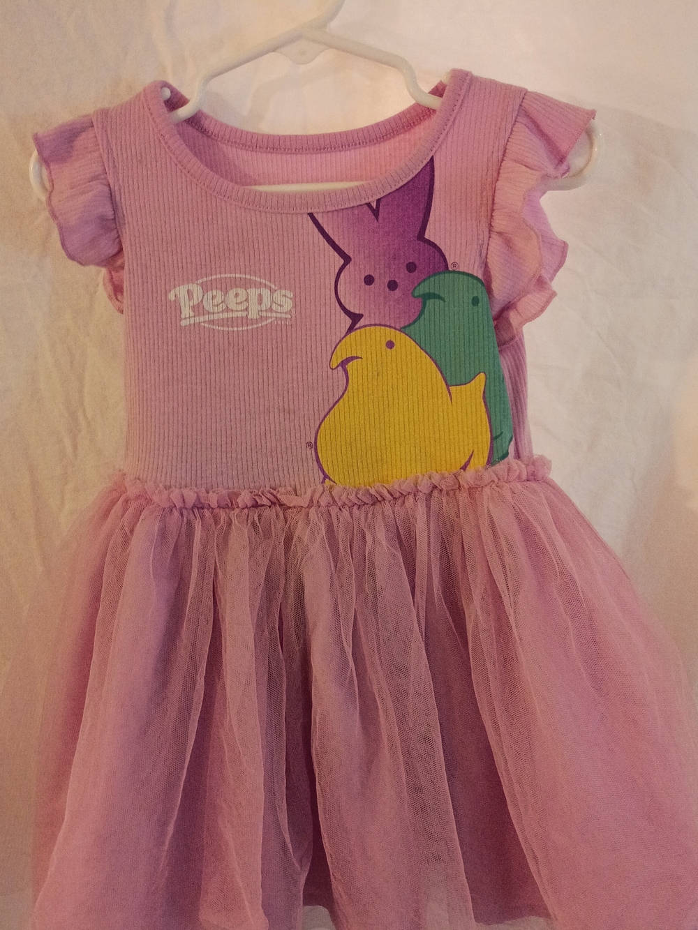 Peeps Girls' Pink Tulle Casual Dress